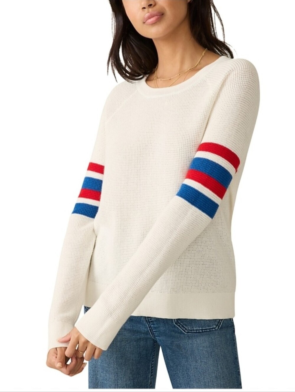 Faherty | Throwback Wisp Waffle Cotton Cashmere Sweater Americana Size XL - Picture 1 of 10